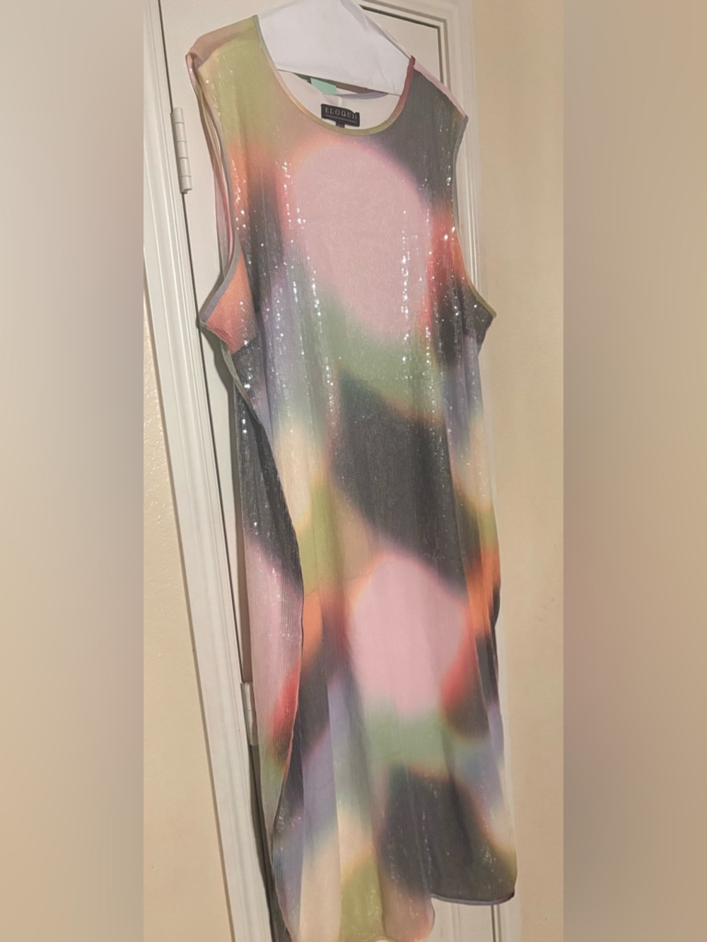 Eloquii Pastel Multi-Color Sequin Midi Dress - Picture 3 of 5